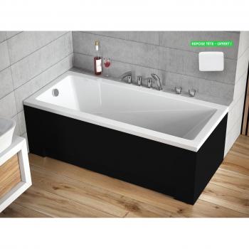 Bañera 160x70 moderna con reposacabezas y diseño en negro mate