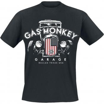 T‑shirt homme rockabilly Gas Monkey Garage Drapeau USA grill, noir – gamme S–3XL
