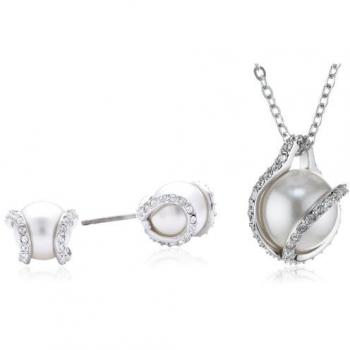 Swarovski Nude Elegant Set – Weiß, Rhodium‑Finish