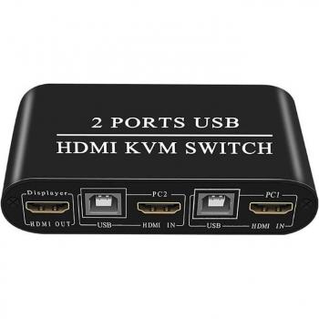 HDMI-Compatible 2-Port USB KVM Switch with Manual Control
