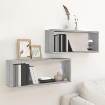 Grey Sonoma Wall Cube Shelves 2 pcs vidaXL 60x15x23 cm Engineered Wood