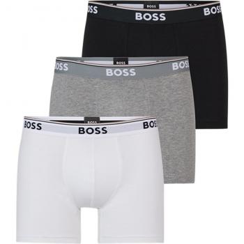 BOSS Power Logo Cotton Boxershorts weiß/grau/schwarz (3er-Pack)