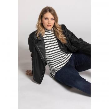 Plus Size Studded Biker Jacket for Women, Black, Size 18