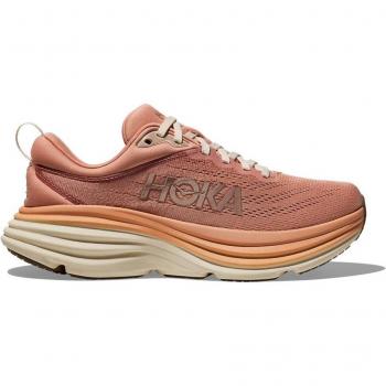 HOKA Bondi 8 Women's Road Running Sneakers in Sandstone/Cream, Size US 8