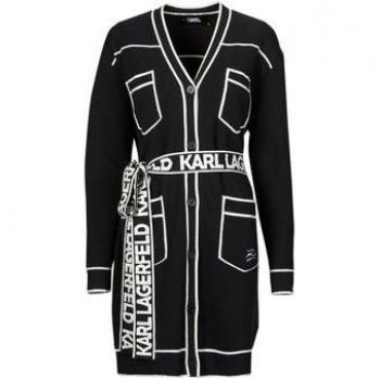 Karl Lagerfeld Damen Strickjacke 240W2020 Schwarz Regular Fit mit Gürtel XS