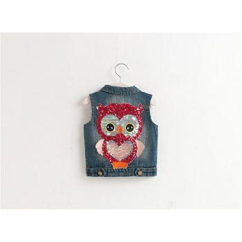 Kids Cartoon Sequin Owl Waistcoat