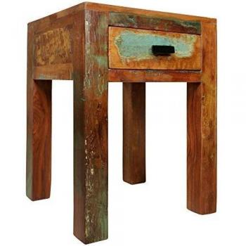 Wohnling Nachttisch WL5.074 (40x40x55 cm Mango Massivholz Shabby Chic)
