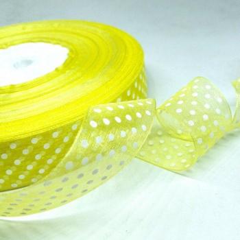 5 Meters of 1 Wide Printed Dots Organza Ribbons in 8 Colors