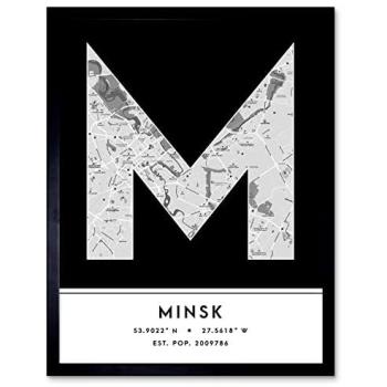 Black Frame Minsk Letter Map