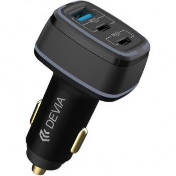 Devia Extreme 115W Autoladegerät, 2x USB-C und 1x USB, Schwarz