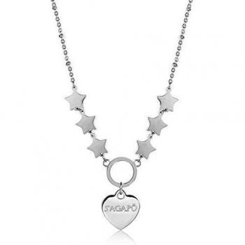 Gioielli Sagapo Happy collana gioiello donna con pendenti a forma di cuore e fiorelis, modello SHAC25