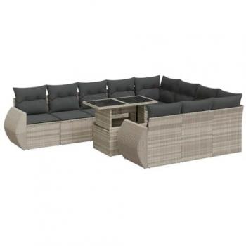 Set Divani da Giardino in Polyrattan con Cuscini 11 pz
