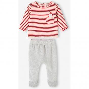 VERTBAUDET Pyjama doux de Noël en velours pour bébé gris chiné
