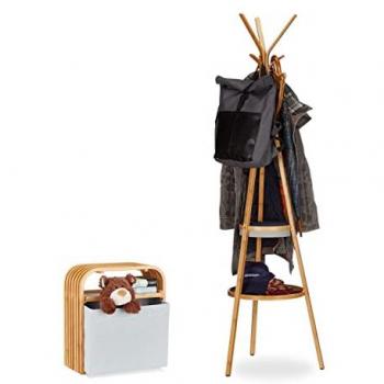 Relaxdays 2-teiliges Garderoben-Set aus Bambus