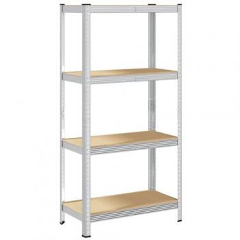 VidaXL 4-Tier Heavy-Duty Storage Shelf Silver Steel & Engineered Wood