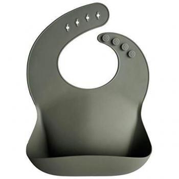 Bavaglino in Silicone Mushie Silver Sage per Bambini