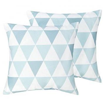 Set of 2 Outdoor Pillows Blue and White 40 x 40 cm Geometric Design