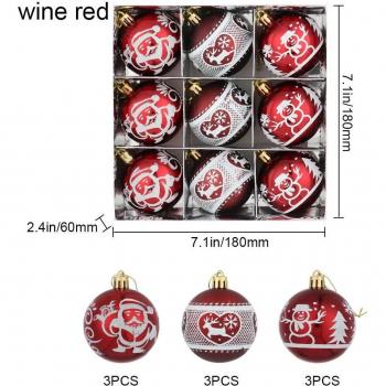 6cm Hand-painted Plastic Round Christmas Tree Ornaments