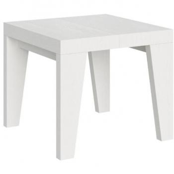 Table en frêne blanc Naxy extensible 90x90 cm à 246 cm