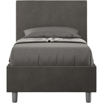Cama Acolchada Individual 80x190 con Almacenaje en Microfibra Gris