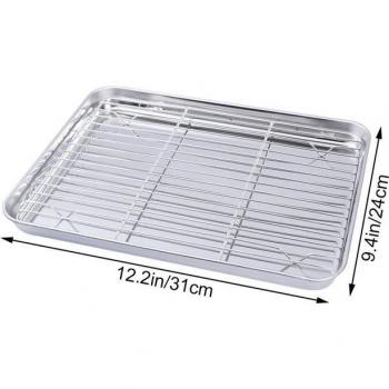 Bandeja rectangular para hornear con rejilla de enfriamiento extraíble