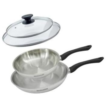 Set de cuisson Fackelmann Geneva : poêles inox 24 et 28 cm