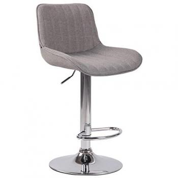Tabouret de bar en tissu gris avec support chromé