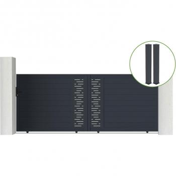 CASANOOV Sistema de Puerta Corredera 4m Aluminio Gris H.160cm + 2 Postes 20x20cm H.190cm