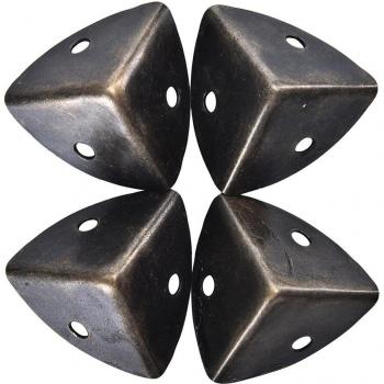 4 Pcs Vintage Wooden Iron Corner Protectors for Wine Box 2.5X2.5X2.5cm