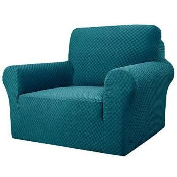 MAXIJIN Jacquard Chair Cover for Living Room, Super Stretch Non Slip Armchair Slipcover, Pet Friendly 1-Piece Elastic Protector (1 Seater, Peacock Blue)