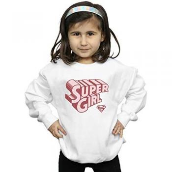 Retro Supergirl Sweatshirt für Mädchen 5-6 Jahre in Weiß