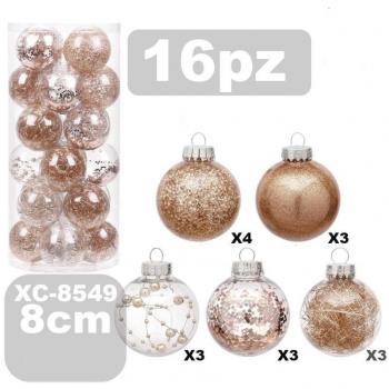 Set de 16 Adornos Navideños de 8 cm para Árbol de Navidad Xc-8549
