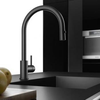 Hotbath Fellow robinet de cuisine à bec haut avec douchette extractible en laiton brossé