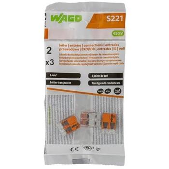 Mini-borne WAGO S221 Pack 3 – 0,5‑6 mm² – 16 A – Blanc