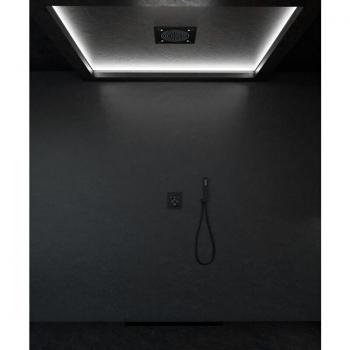 Doccia termostatica Kroos con soffio a soffitto, finitura nera – Kit completo