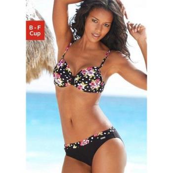 Lascana Damen Bikini mit Bügel, schwarz floral, Gr. 48, Cup C