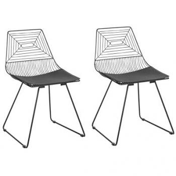 Set di 2 sedie da pranzo in metallo nero con cuscino in pelle sintetica stile moderno industriale