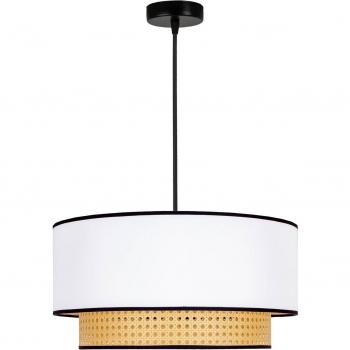 Lampada sospesa in rattan e tessuto stile Boho beige/bianco