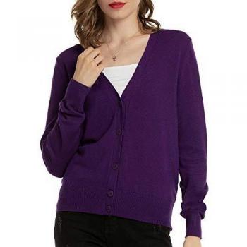 Lavender Velvet Soft Knit Cardigan, Women's XL, Buttoned Front