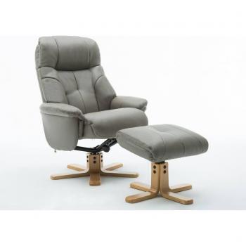 TEKNIK Denver Luxury Leather Reclining Executive Chair with Footstool – Grey