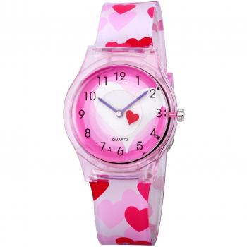 Zeiger Orologio Impermeabile Time Teacher al Quarzo per Bambini Pink KW047