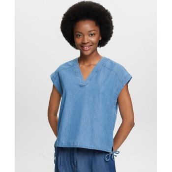Esprit Blusa Casual Denim de Manga Corta para Mujer