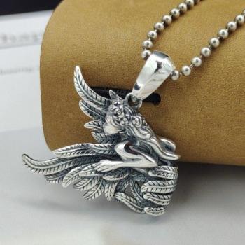 Colgante de plata S925 con diseño de alas de Ángel, joyería contemporánea