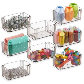 Sistema Organizzatore per Cassetti Relaxdays, 8 Pezzi, Trasparente, per Biancheria Intima, Calze e Trucco, Plastica