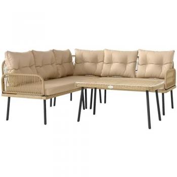 Set Rattan L‑Forma Outdoor 4 piezas