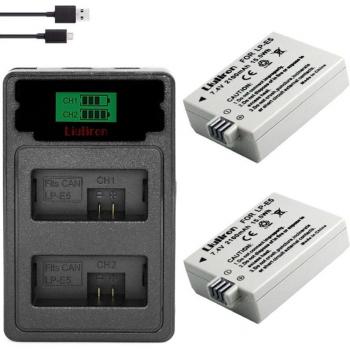 Dual Power Pack: 2100mAh LPE5 Batteries & USB‑C Charger for Canon EOS Rebel Models