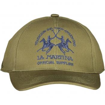 La Martina Green Cotton Visor Hat with Embroidery
