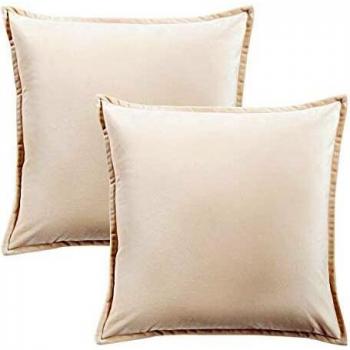 Bedsure Cream Velvet Cushion Covers 18in x 18in