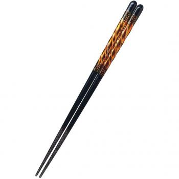 Japanese Artisan Chopsticks – 23 cm Black Wood with Golden Accents