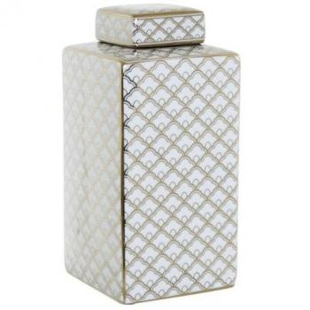 Jarrón Decorativo DKD Home Decor 14,5 x 14,5 x 30 cm Porcelana Dorado Blanco